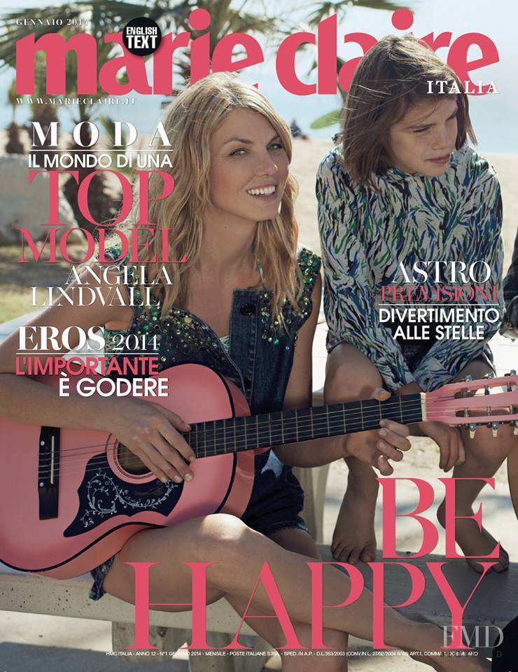 Angela Lindvall featured on the Marie Claire Italy cover from January 2014