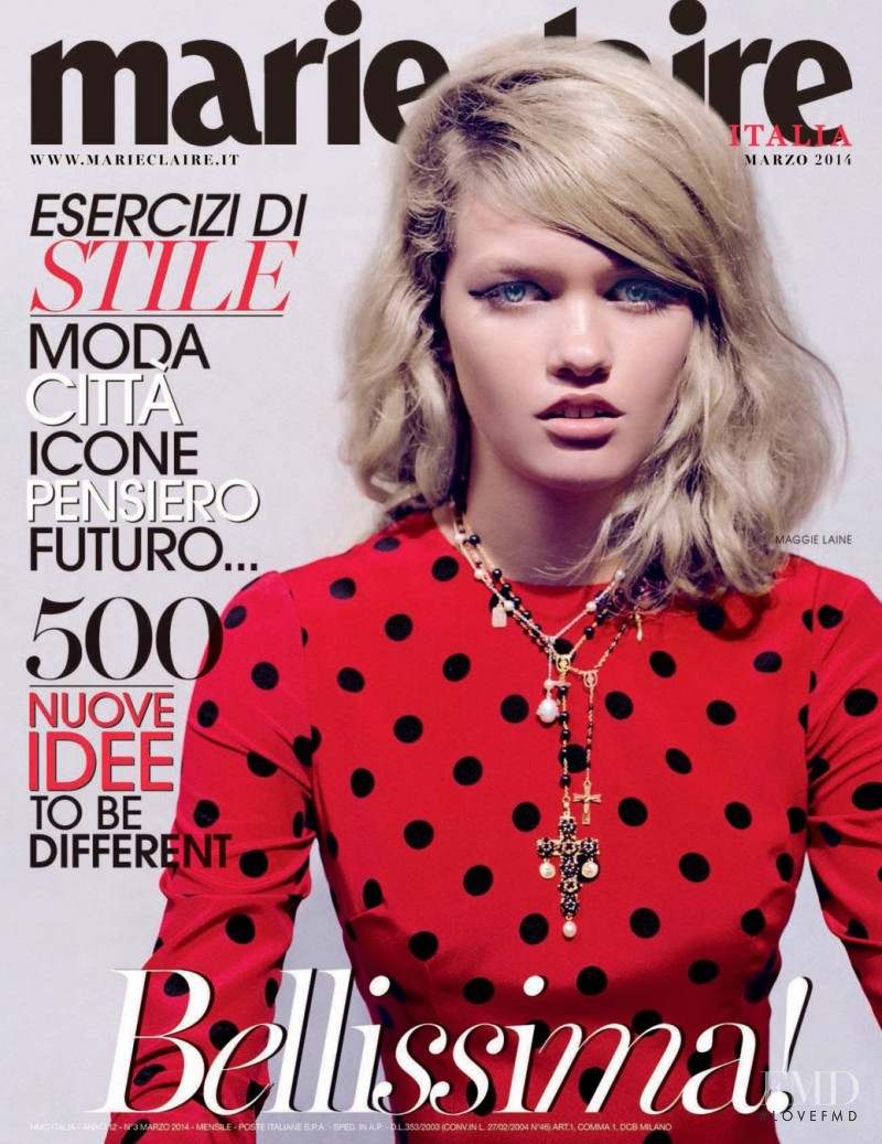 Maggie Laine featured on the Marie Claire Italy cover from March 2014