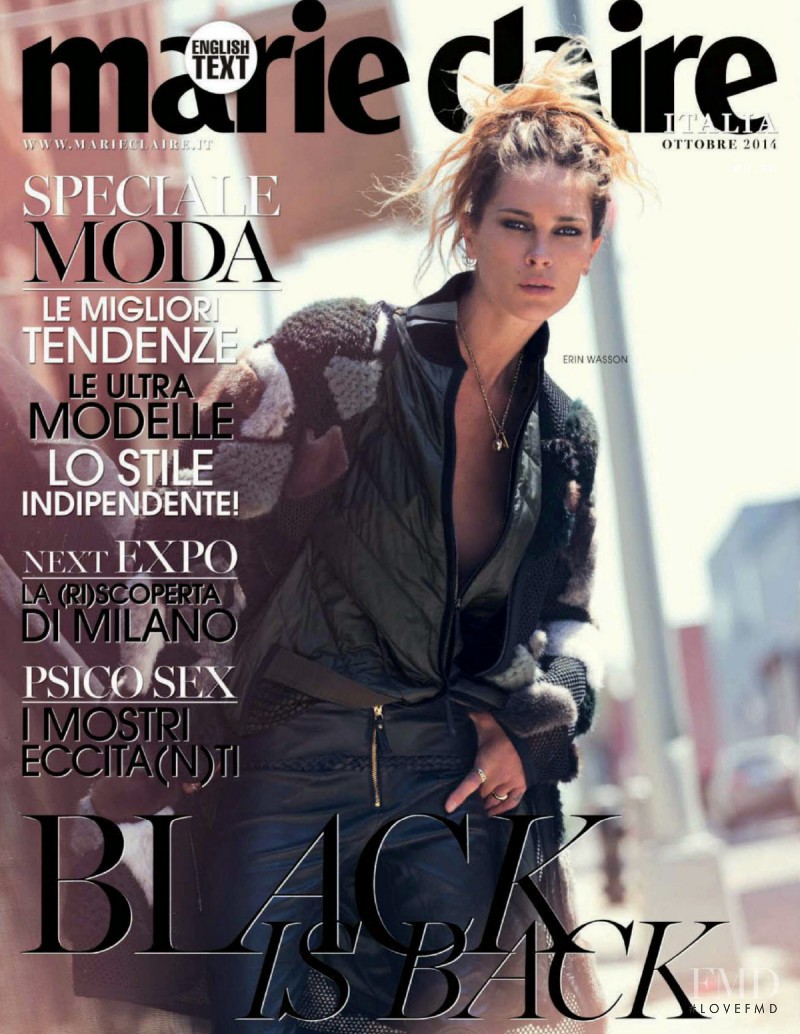 Erin Wasson featured on the Marie Claire Italy cover from October 2014
