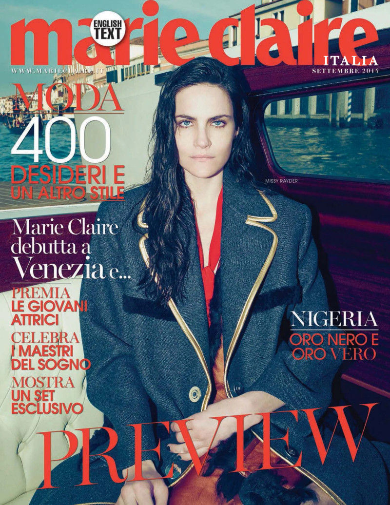 Missy Rayder featured on the Marie Claire Italy cover from September 2014