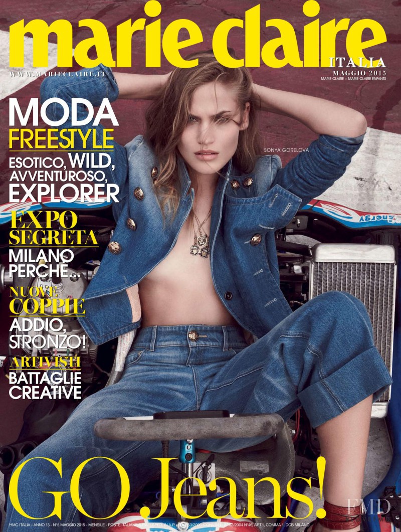 Sonya Gorelova featured on the Marie Claire Italy cover from May 2015
