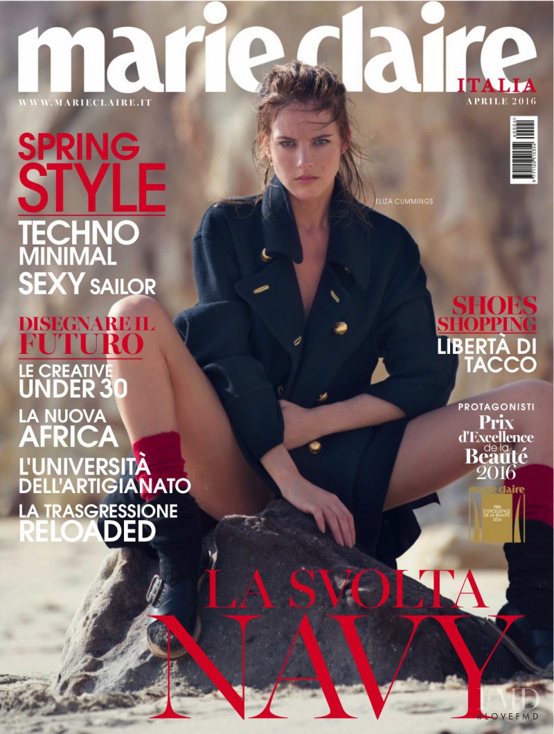 Eliza Cummings featured on the Marie Claire Italy cover from April 2016