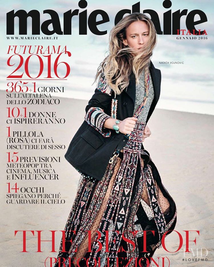 Natasa Vojnovic featured on the Marie Claire Italy cover from January 2016