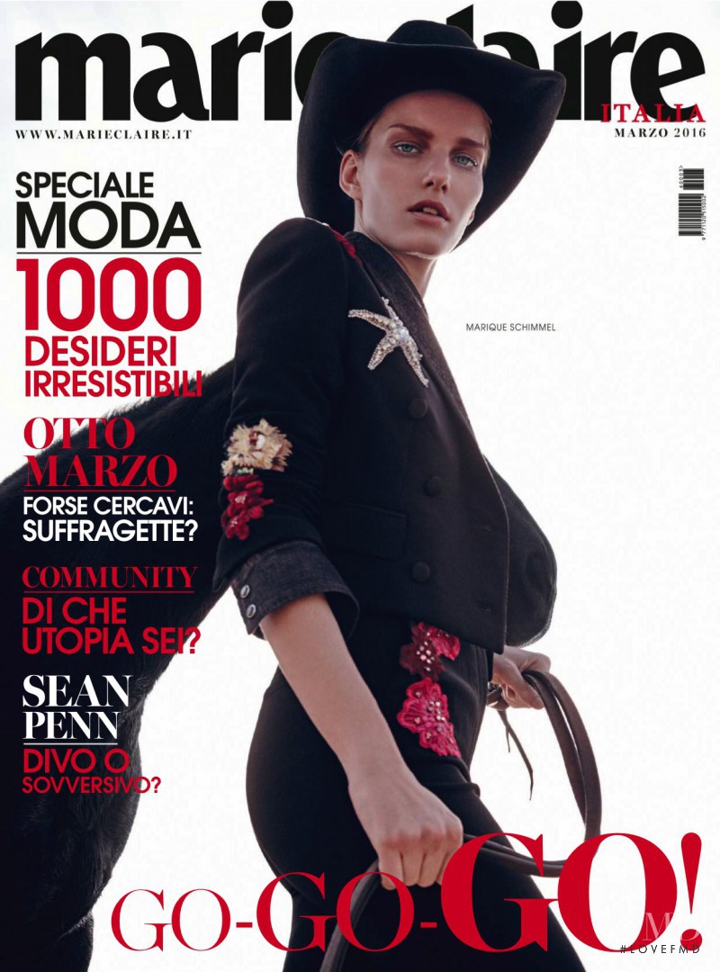 Marique Schimmel featured on the Marie Claire Italy cover from March 2016