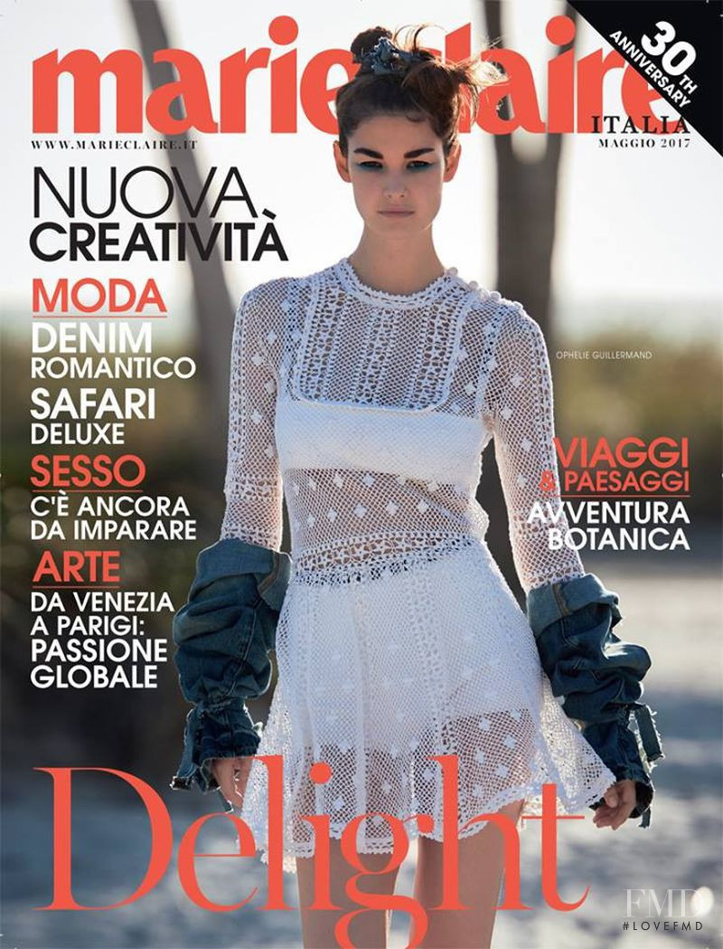 Ophélie Guillermand featured on the Marie Claire Italy cover from May 2017