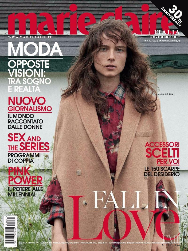 Anna de Rijk featured on the Marie Claire Italy cover from November 2017