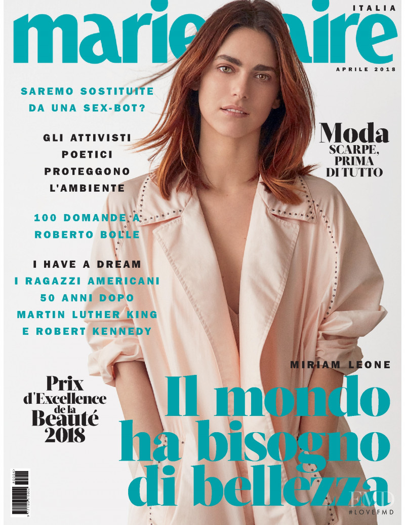 Miriam Leone featured on the Marie Claire Italy cover from April 2018