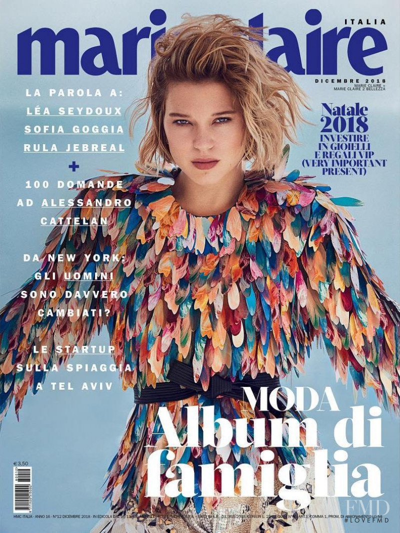 Lea Seydoux featured on the Marie Claire Italy cover from December 2018