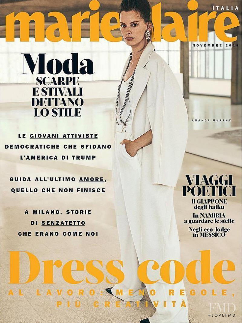 Amanda Murphy featured on the Marie Claire Italy cover from November 2018