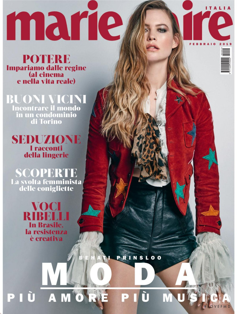 Behati Prinsloo featured on the Marie Claire Italy cover from February 2019