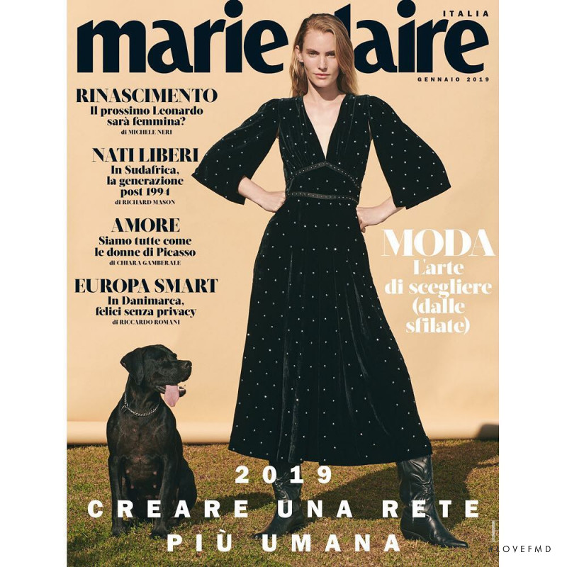 Emily Baker featured on the Marie Claire Italy cover from January 2019