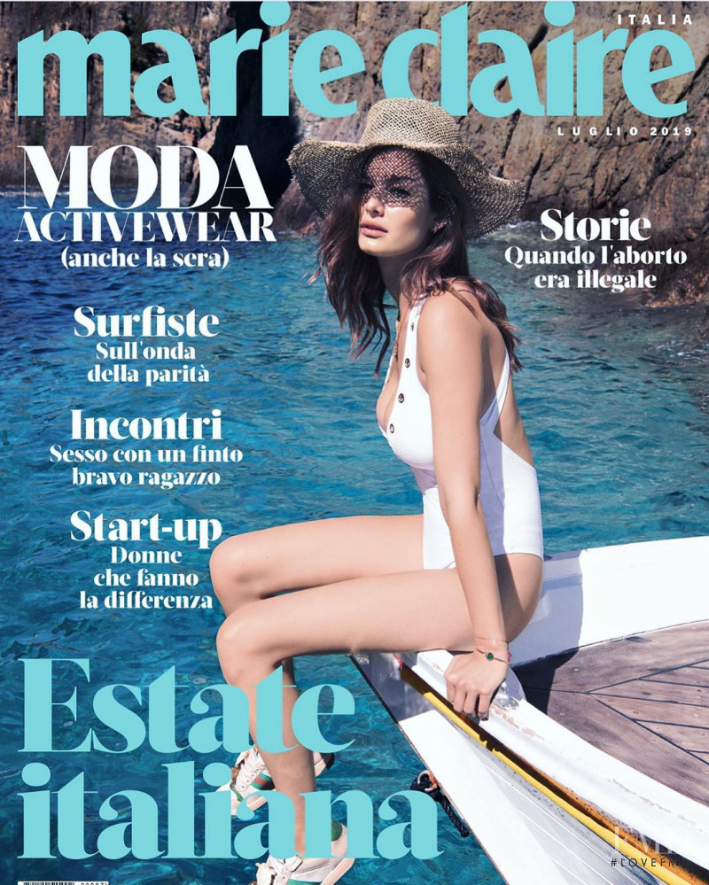 Ophélie Guillermand featured on the Marie Claire Italy cover from July 2019