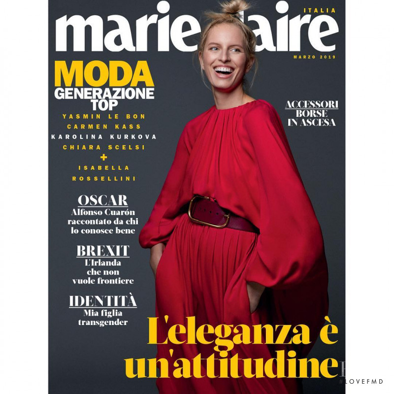 Karolina Kurkova featured on the Marie Claire Italy cover from March 2019