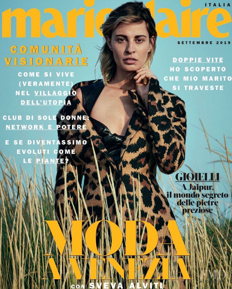 Sveva Alviti featured on the Marie Claire Italy cover from September 2019