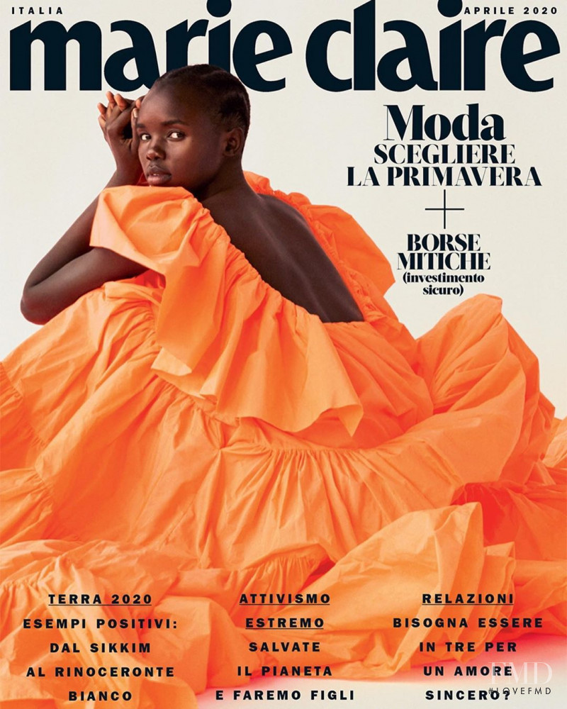 Akiima Ajak featured on the Marie Claire Italy cover from April 2020