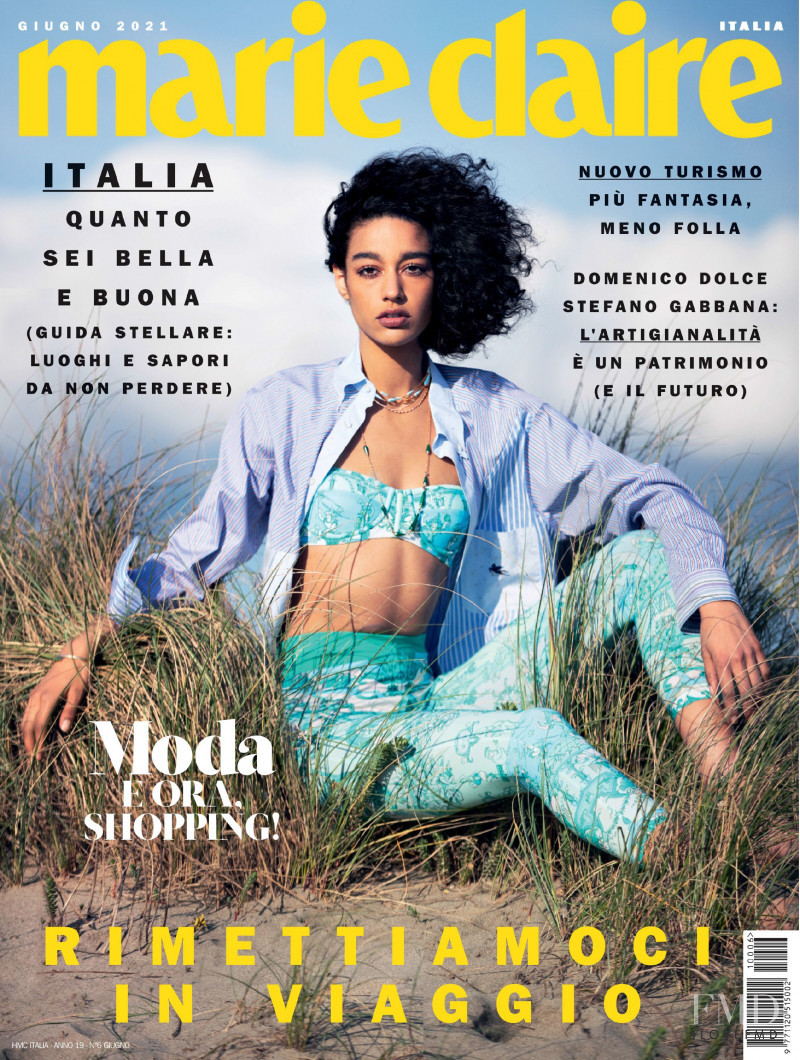 Damaris Goddrie featured on the Marie Claire Italy cover from June 2021