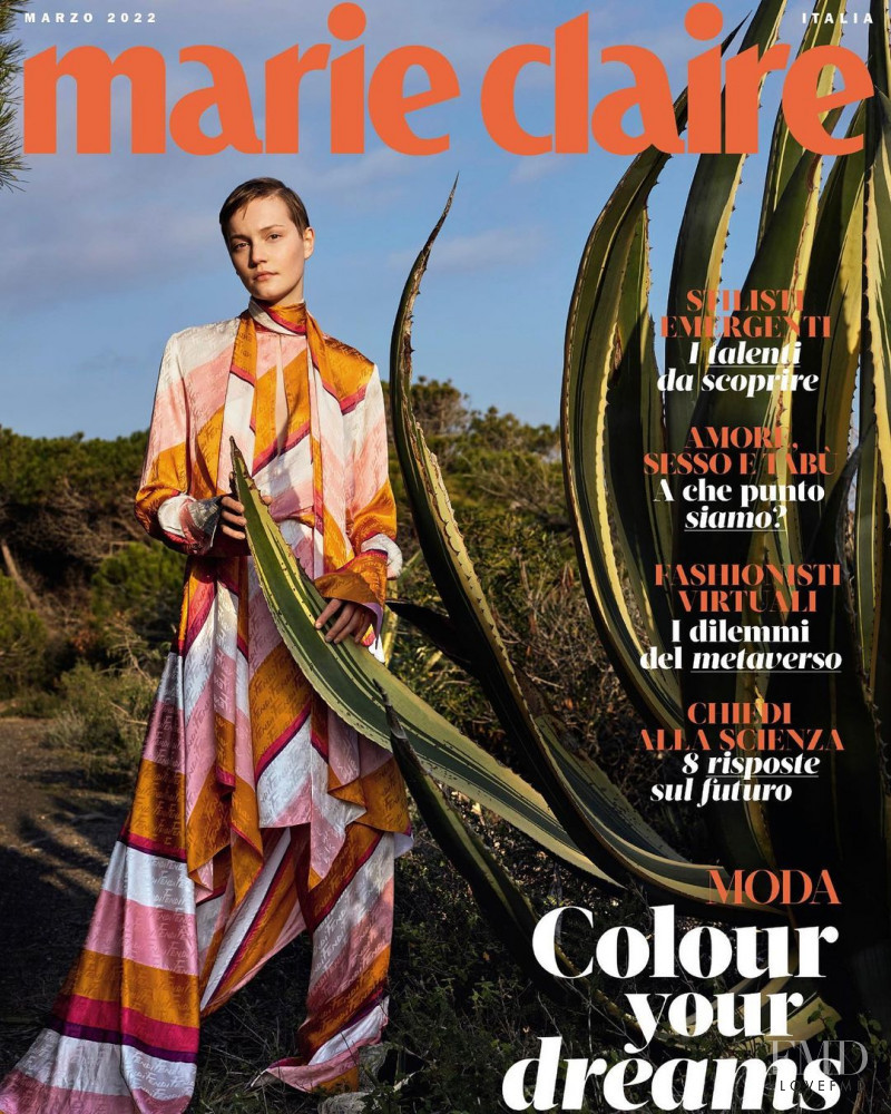 Lina Hoss featured on the Marie Claire Italy cover from March 2022