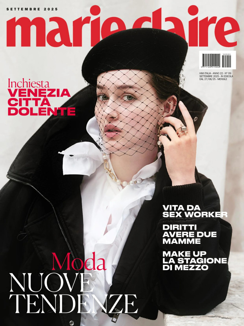 Greta Oberwalleney featured on the Marie Claire Italy cover from September 2025