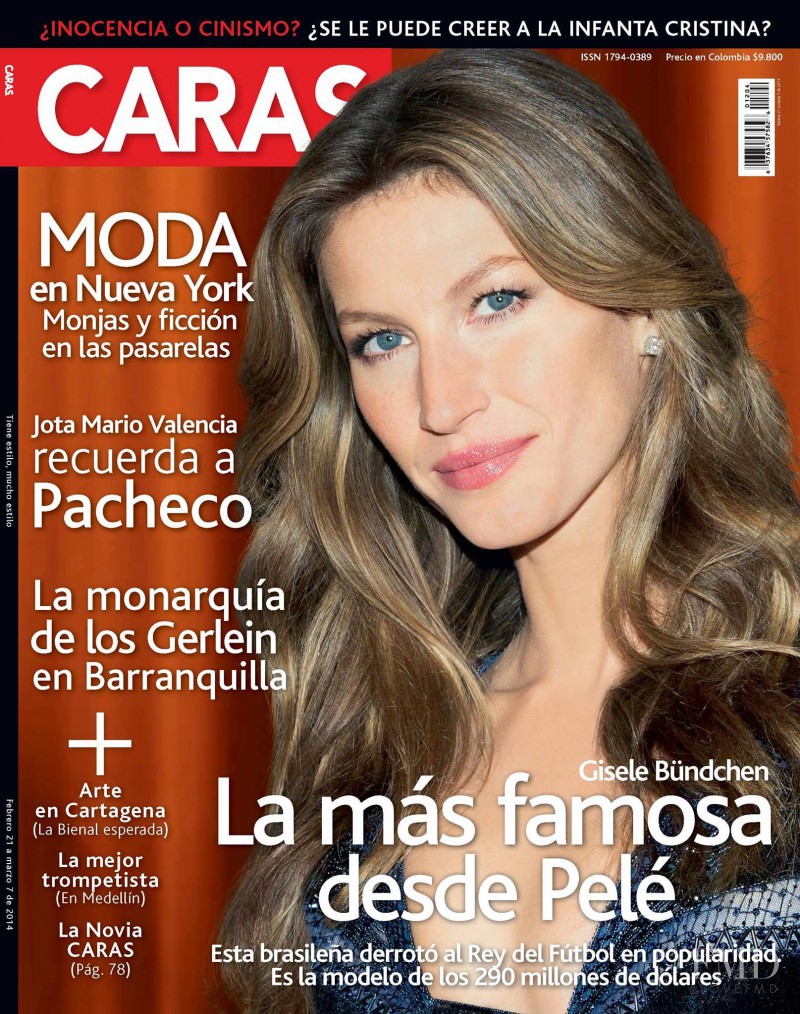 Gisele Bundchen featured on the Caras Columbia cover from February 2014