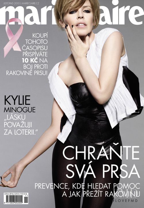 Kylie Minogue featured on the Marie Claire Czech Republic cover from November 2010