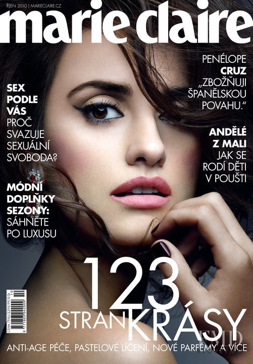 Penélope Cruz featured on the Marie Claire Czech Republic cover from October 2010