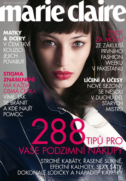 Lóris Kraemer featured on the Marie Claire Czech Republic cover from September 2010