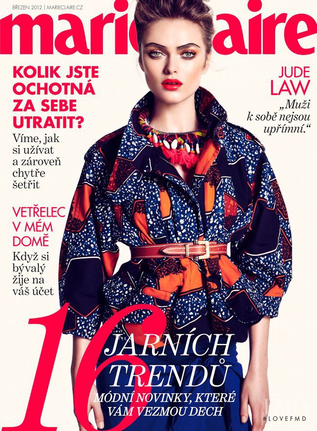 Sophie Vlaming featured on the Marie Claire Czech Republic cover from March 2012