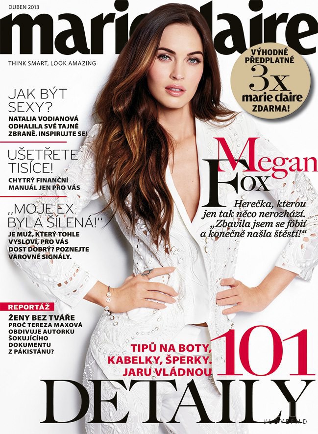Megan Fox featured on the Marie Claire Czech Republic cover from April 2013