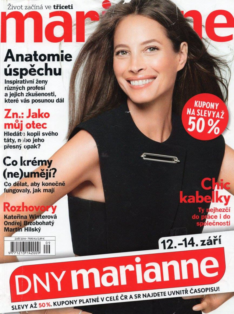 Christy Turlington featured on the Marie Claire Czech Republic cover from September 2014