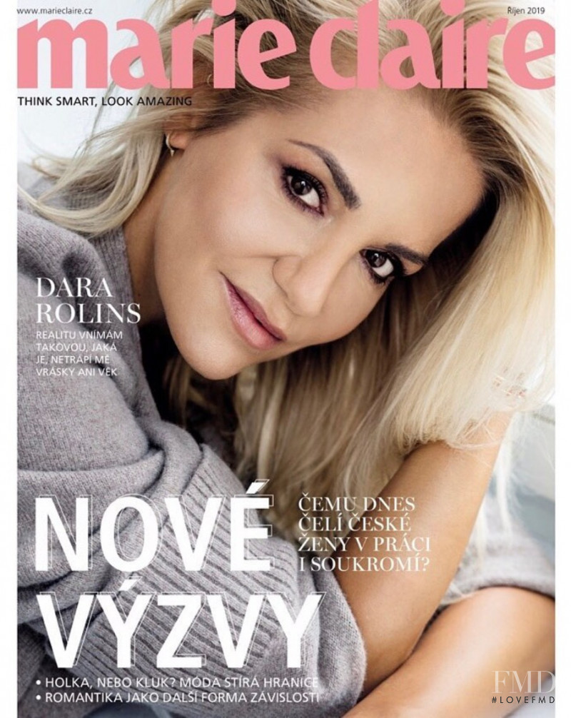 Dara Rolins featured on the Marie Claire Czech Republic cover from October 2019