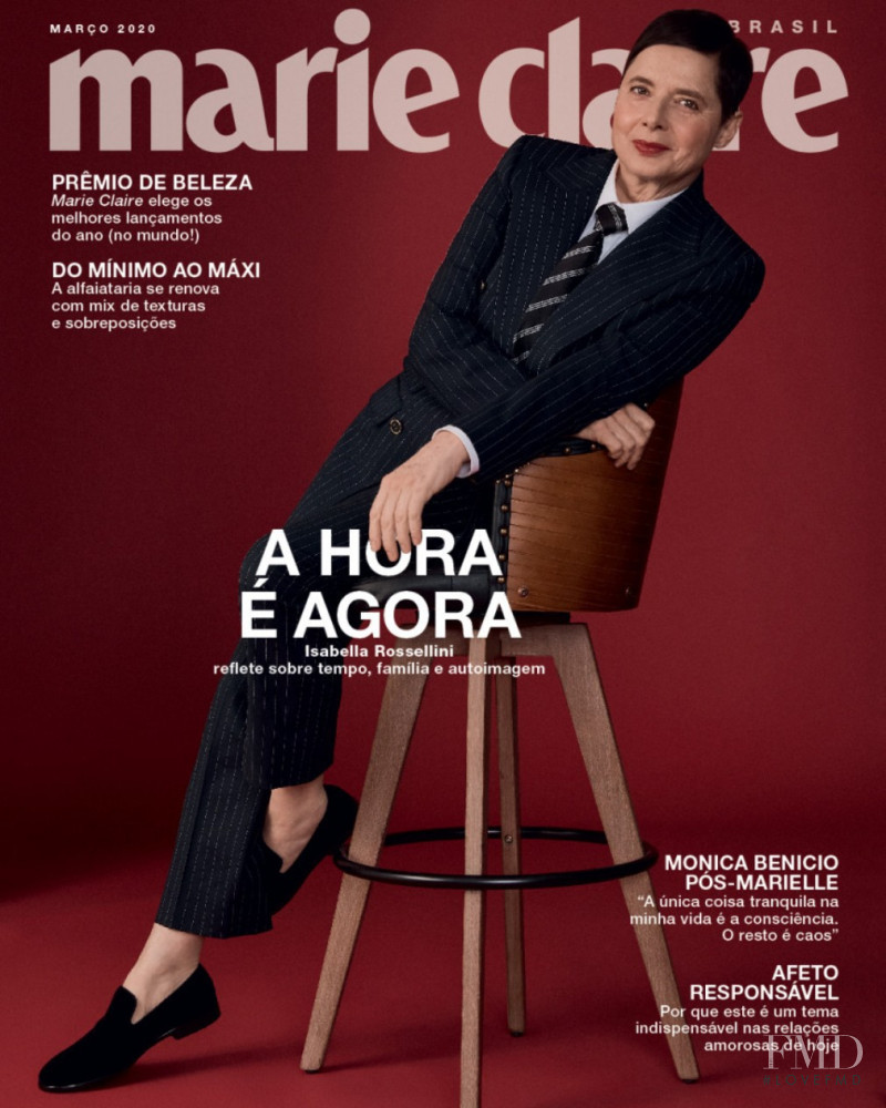 Isabella Rossellini featured on the Marie Claire Brazil cover from March 2020