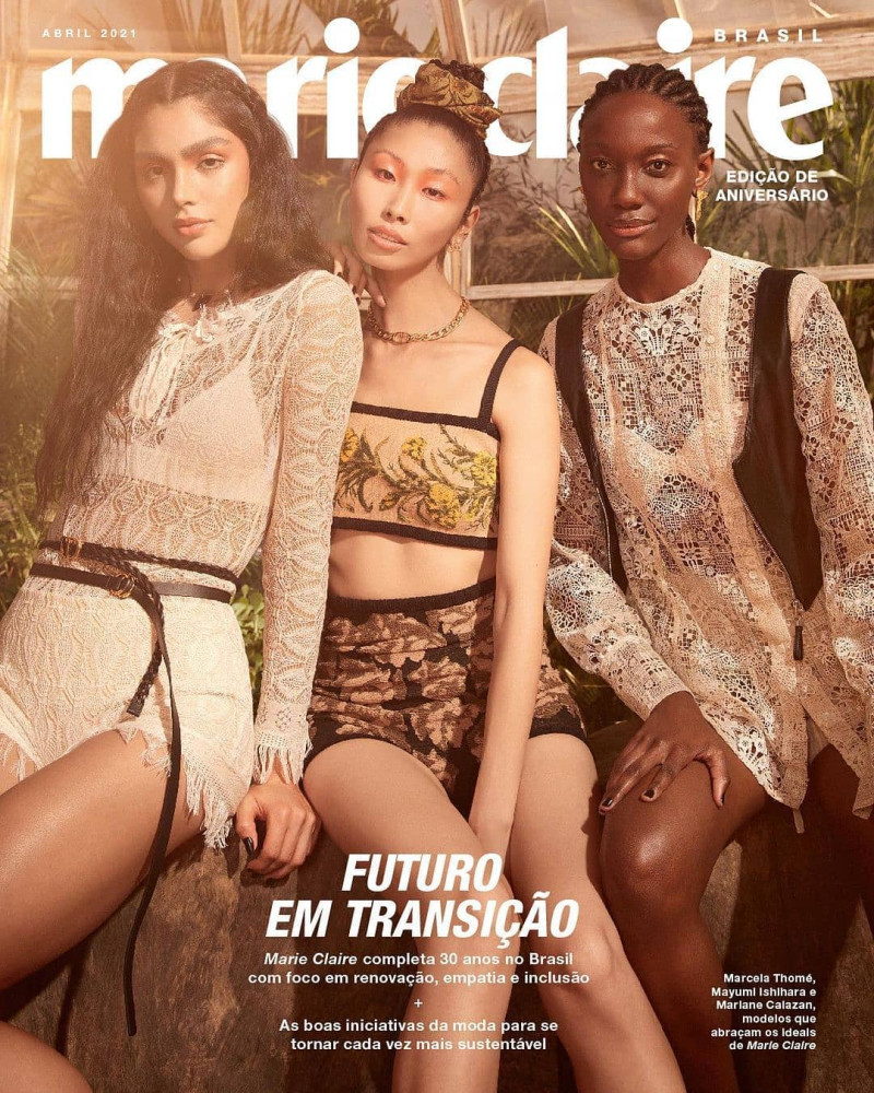 Marcela Ohio featured on the Marie Claire Brazil cover from April 2021