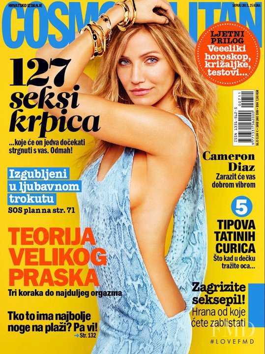 Cameron Diaz featured on the Cosmopolitan Croatia cover from July 2011