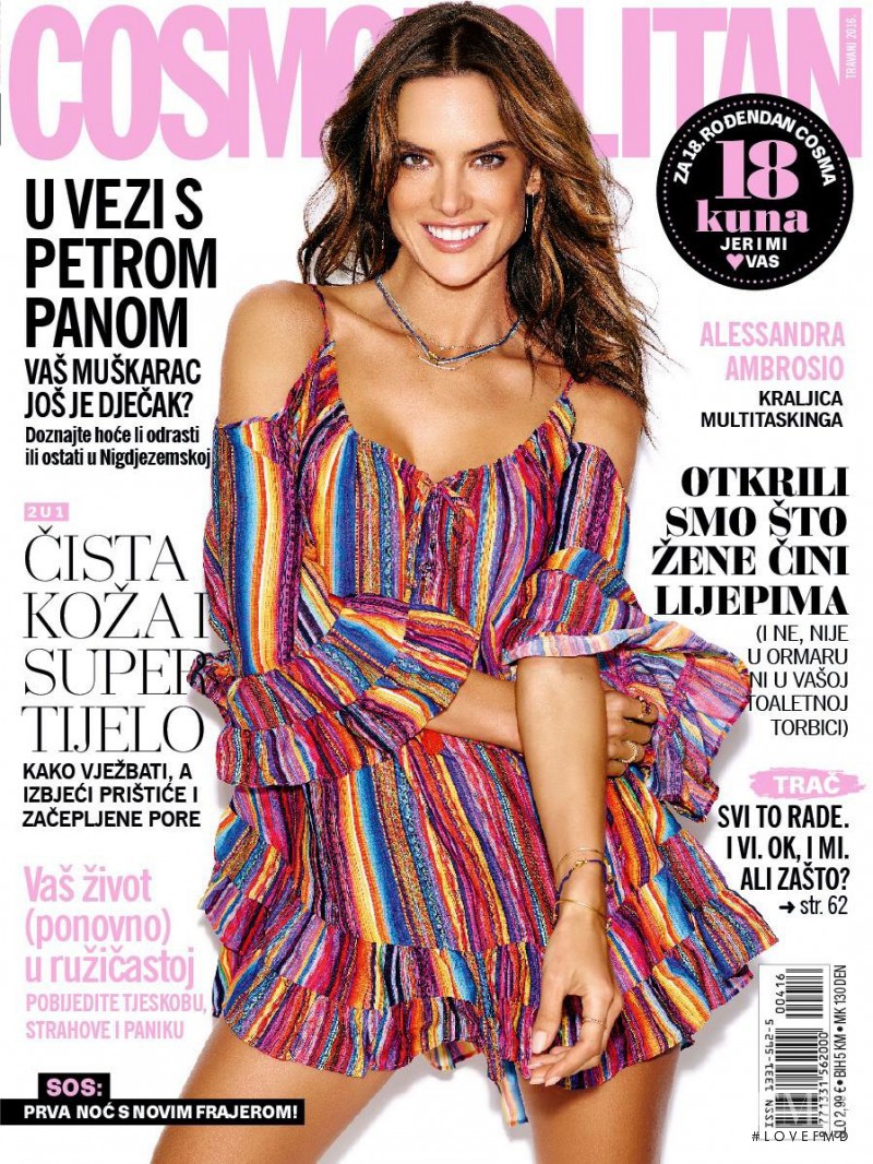 Alessandra Ambrosio featured on the Cosmopolitan Croatia cover from April 2016