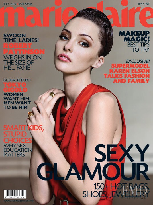 Viktoria Damaronak featured on the Marie Claire Malaysia cover from July 2010