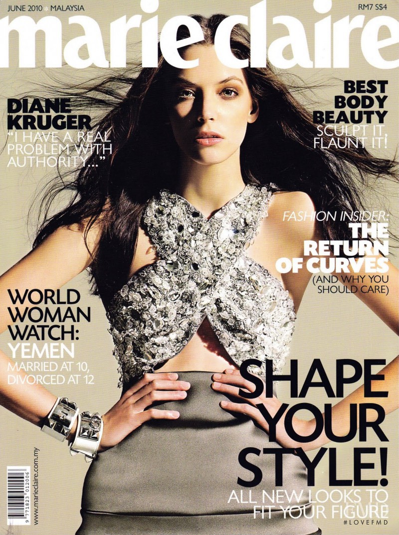 Klaudia Kret featured on the Marie Claire Malaysia cover from June 2010