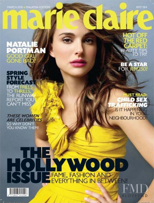 Natalie Portman featured on the Marie Claire Malaysia cover from March 2010