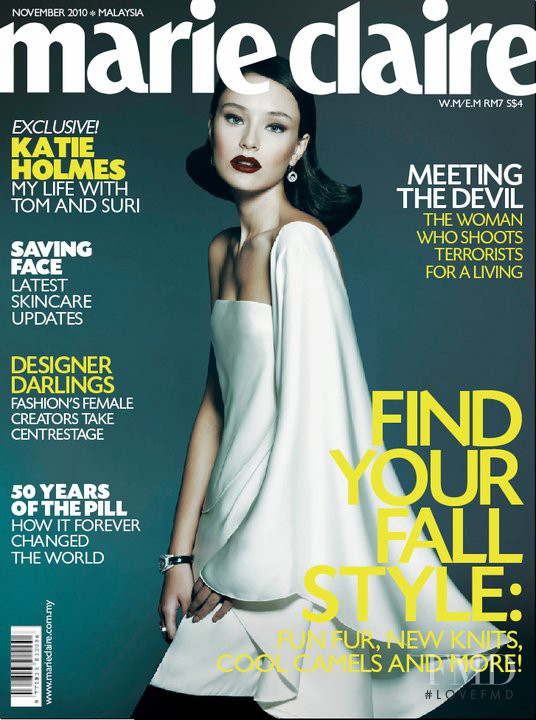 Aika Ajgulya featured on the Marie Claire Malaysia cover from November 2010