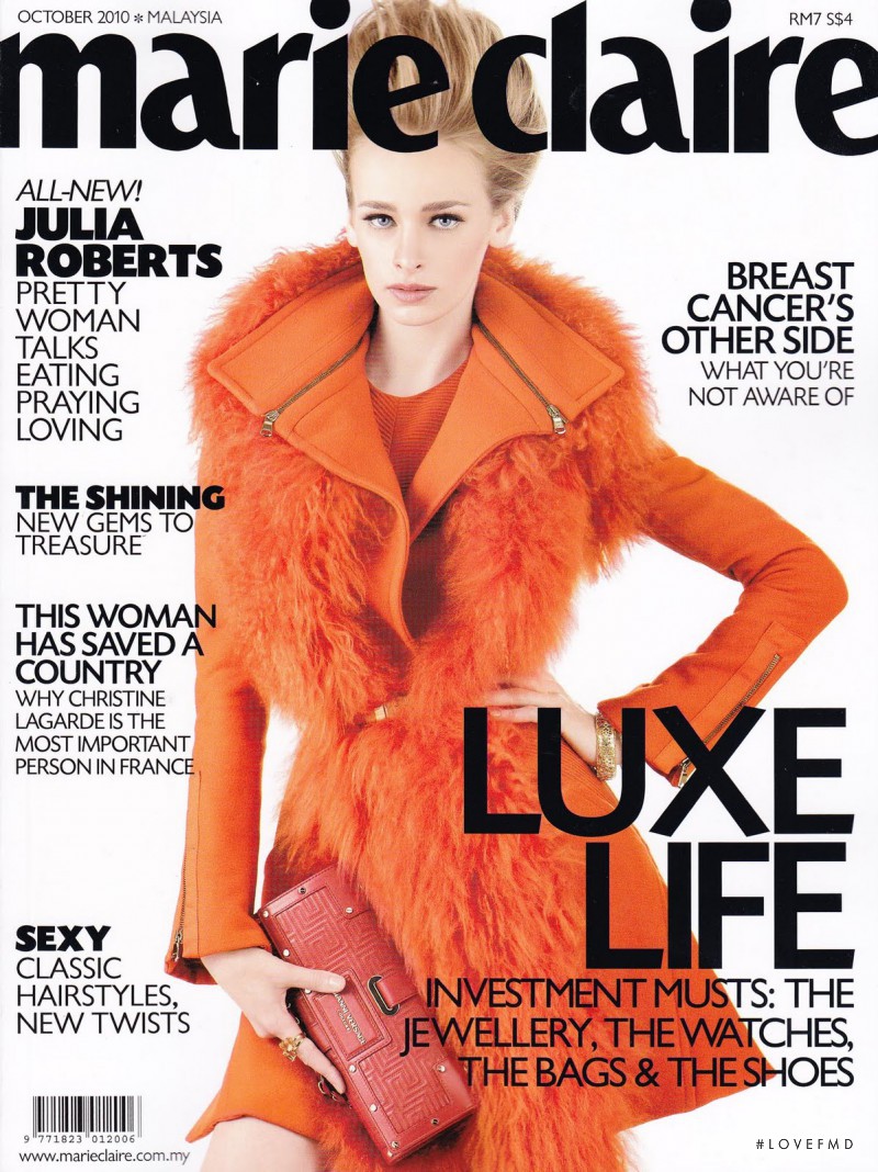 Olia Filipava featured on the Marie Claire Malaysia cover from October 2010