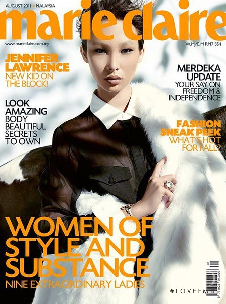 Azila Jangutdinova featured on the Marie Claire Malaysia cover from August 2011
