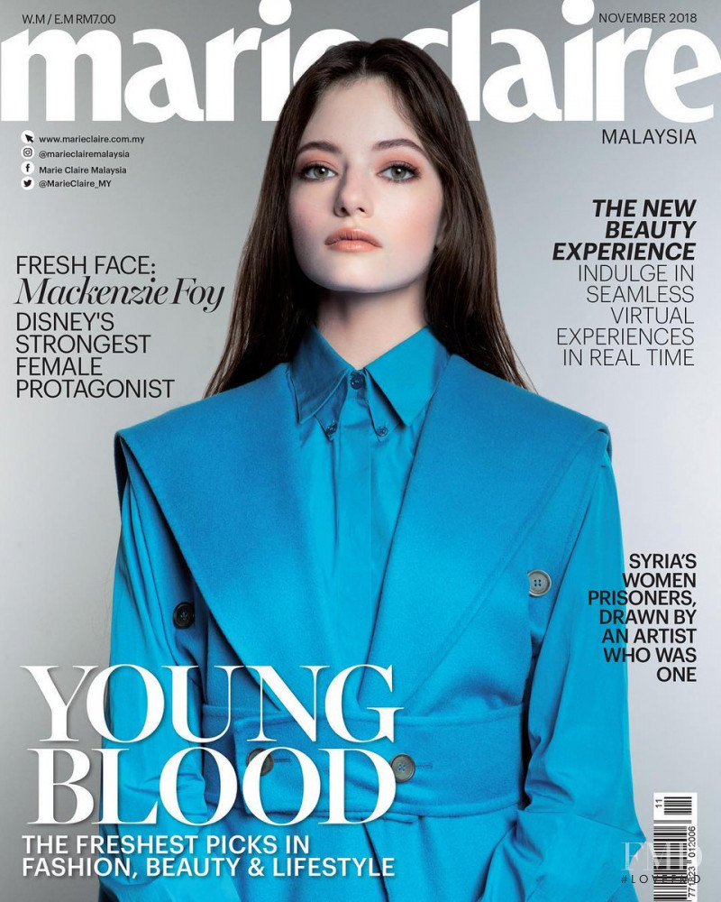 Mackenzie Foy featured on the Marie Claire Malaysia cover from November 2018