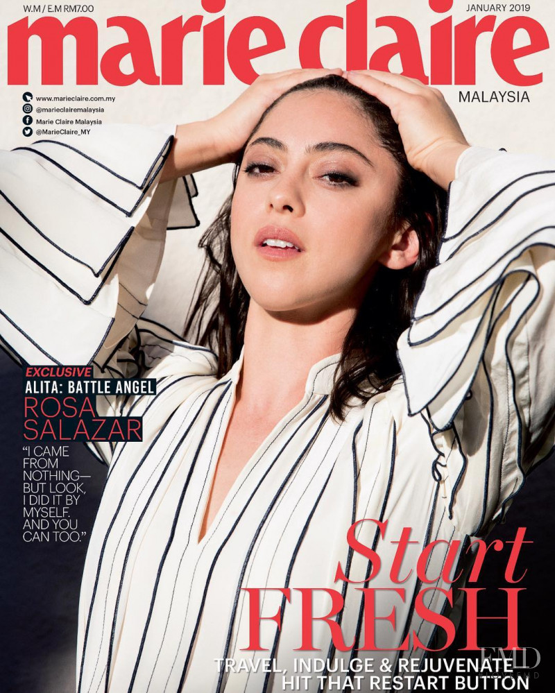 Rosa Salazar featured on the Marie Claire Malaysia cover from January 2019