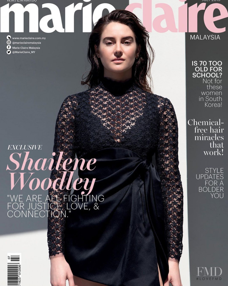 Shailene Woodley featured on the Marie Claire Malaysia cover from July 2019