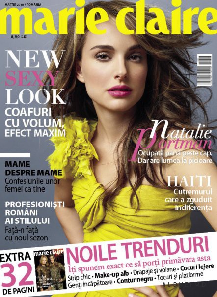 Natalie Portman featured on the Marie Claire Romania cover from March 2010