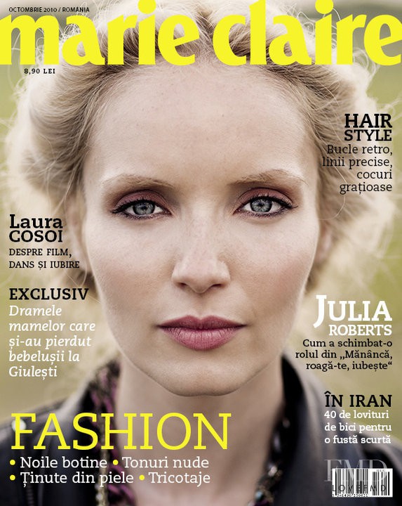 Cristiana Grasu featured on the Marie Claire Romania cover from October 2010