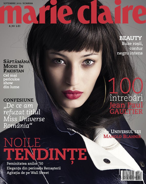 Lóris Kraemer featured on the Marie Claire Romania cover from September 2010