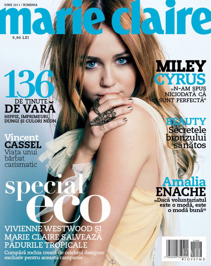 Miley Cyrus featured on the Marie Claire Romania cover from June 2011