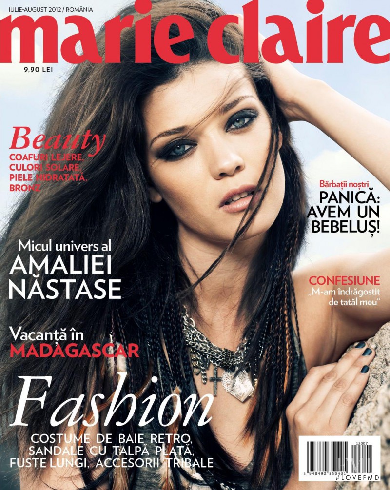Diana Moldovan featured on the Marie Claire Romania cover from July 2012
