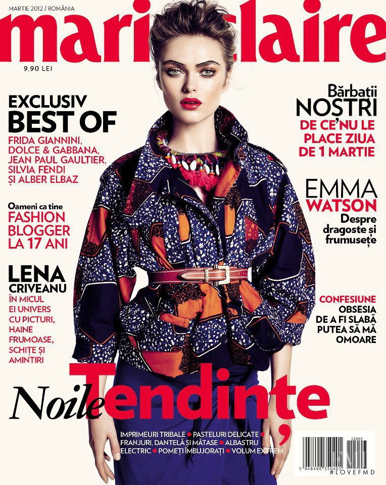 Sophie Vlaming featured on the Marie Claire Romania cover from March 2012