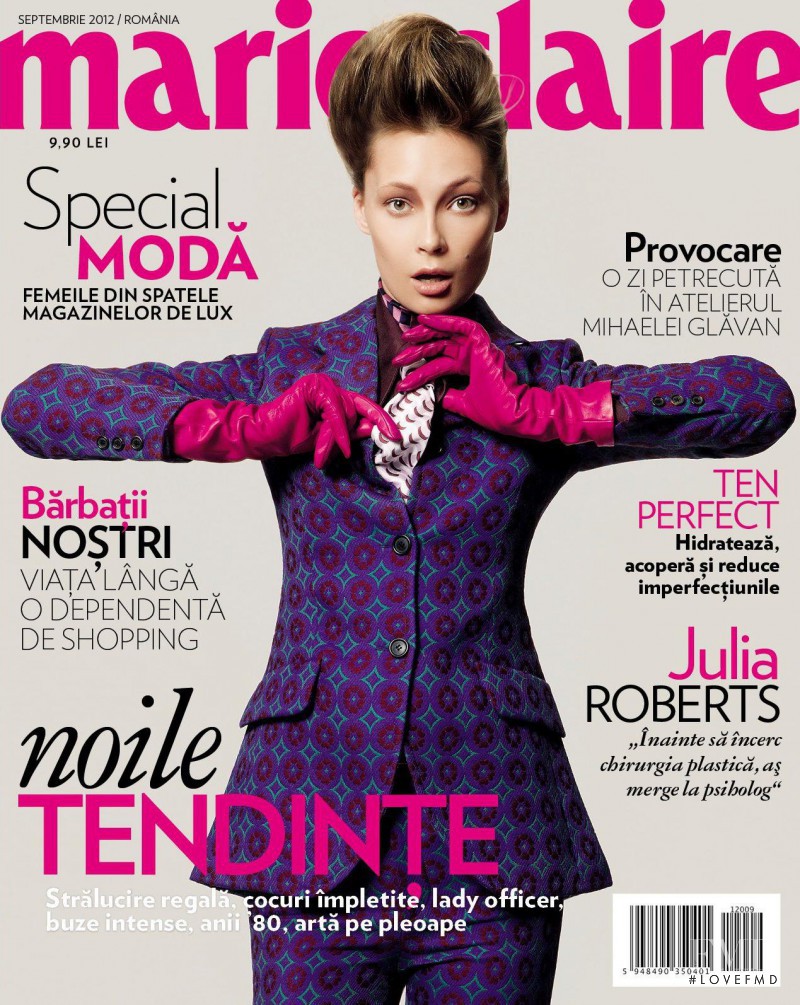 Tiiu Kuik featured on the Marie Claire Romania cover from September 2012